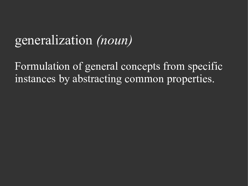 Generalization